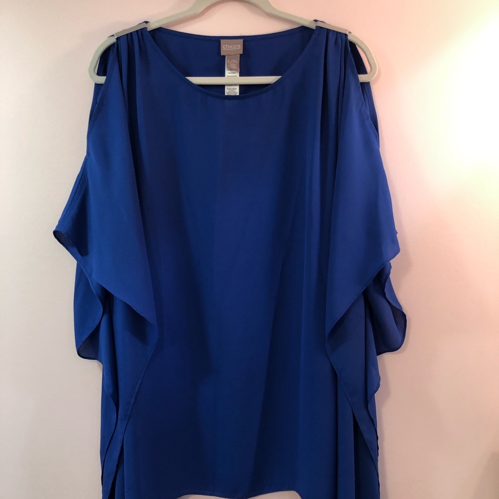 Chico's Cobalt Cold Shoulder Tunic L/XL